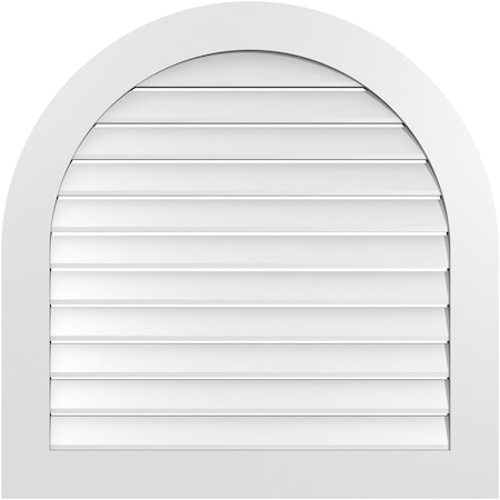 Ekena Millwork Round Top Surface Mount PVC Gable Vent: Functional, w/ 3-1/2"W x 1"P Standard Frame, 36"W x 36"H GVPRT36X3601SF
